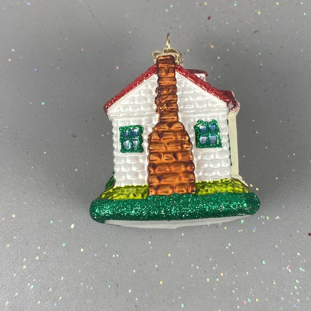 Old World Christmas Glass Ornaments Inside Art Santa Fireplace & Cottage House